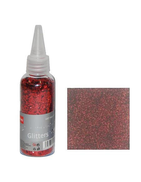 Glitter σκόνη 1/64'' σε μπουκάλι κόκκινο 40γρ.