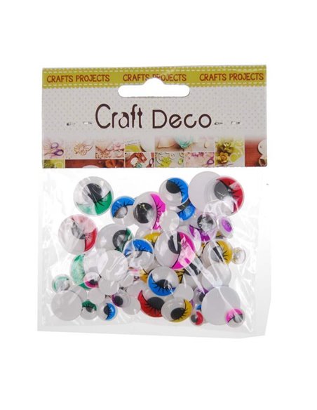 Αυτοκόλλητα μάτια με ματόκλαδα χρωματιστά στρόγγυλα 75τεμ.