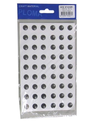 Μάτια αυτοκόλλητα 15χιλ. σε καρτέλα 54 τεμάχια