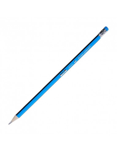 Μολύβι τριγωνικό με σβήστρα - ξύστρα μπλε 12τεμ