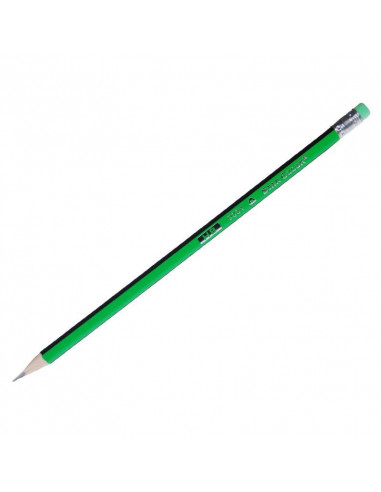 Μολύβι τριγωνικό με σβήστρα - ξύστρα πράσινο 12τεμ