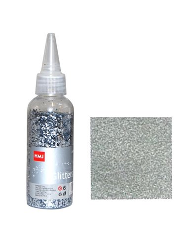 Glitter σκόνη 1/64'' σε μπουκάλι ασημί 40γρ.