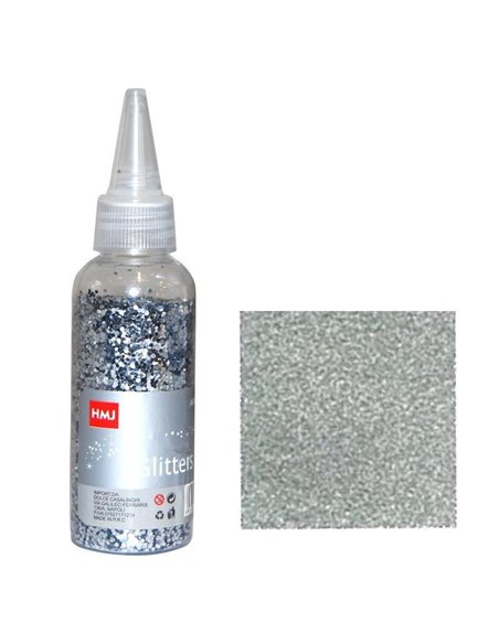 Glitter σκόνη 1/64'' σε μπουκάλι ασημί 40γρ.