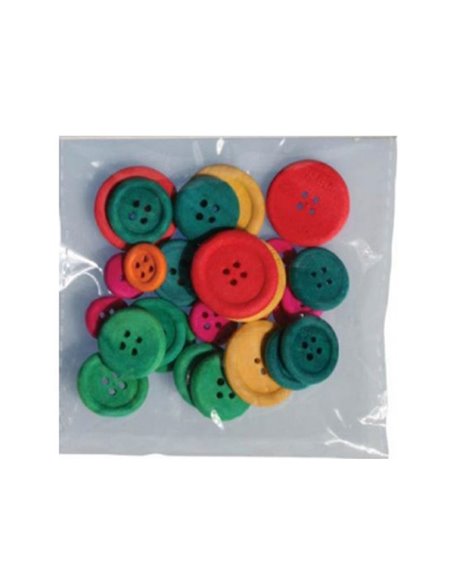 Διακοσμητικά κουμπιά χρωματ. ξύλινα 30τεμ,Ø 22mm,Ø 18mm,Ø 7mm