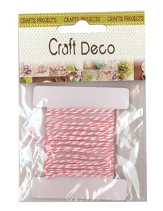 Kορδόνι δίχρωμο λευκό-ροζ 3 μέτρα