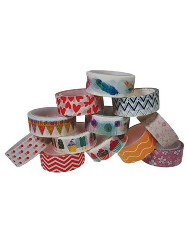 Αυτοκόλλητη χάρτινη ταινία σετ 4 τεμαχίων, 1,5εκ x 5μ. το καθένα, κοκτέιλ