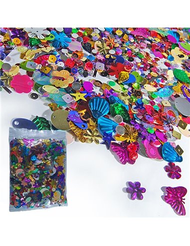 Πούλιες και στρας 55γρ. διάφορα σχέδια