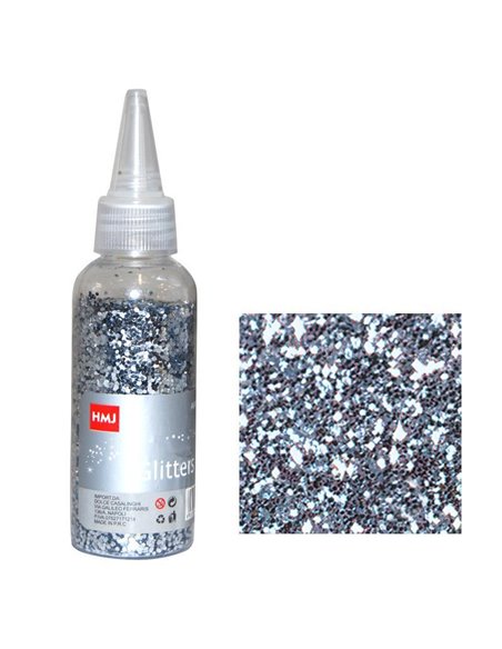 Glitter νιφάδες 1/24'' σε μπουκάλι ασημί 30γρ.