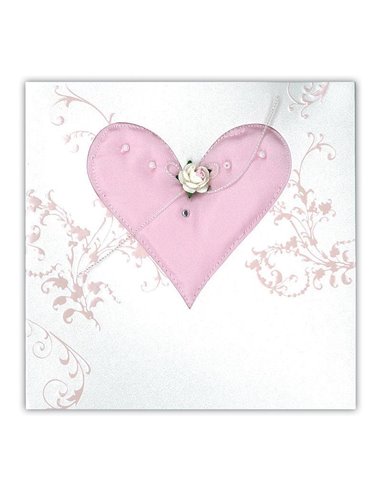Κάρτα-προσκλητήριο με φάκελο "Καρδιά ροζ" 13x18εκ.