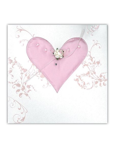 Κάρτα-προσκλητήριο με φάκελο "Καρδιά ροζ" 13x18εκ.