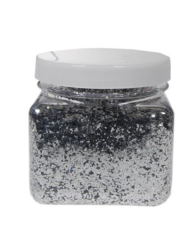 Χρυσόσκονη σε νιφάδες 1χιλ. ασημί 200gr.