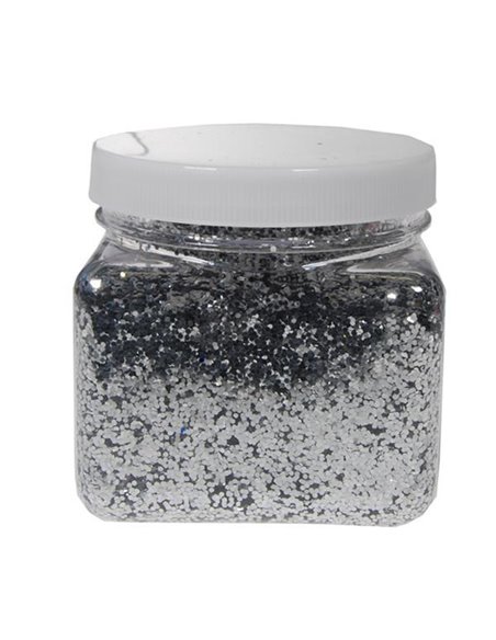 Χρυσόσκονη σε νιφάδες 1χιλ. ασημί 200gr.