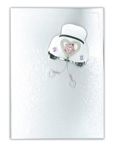 Κάρτα-προσκλητήριο με φάκελο "Αυτοκίνητο νεόνυμφων" 13x18εκ.