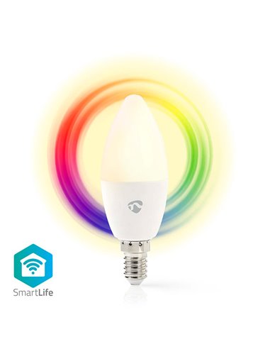 NEDIS WIFILRC10E14 SmartLife Full Colour LED Bulb E14 470lm 4.9W RGB/Warm to Cool White, Candle