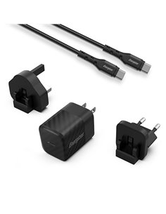 ENERGIZER A20MUC WALL CHARGER 20W Multiplug +USBC-C Cable Black