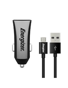 ENERGIZER DCA2CUMC3 CAR CHARGER 3.4A 2USB +MicroUSB Cable Black
