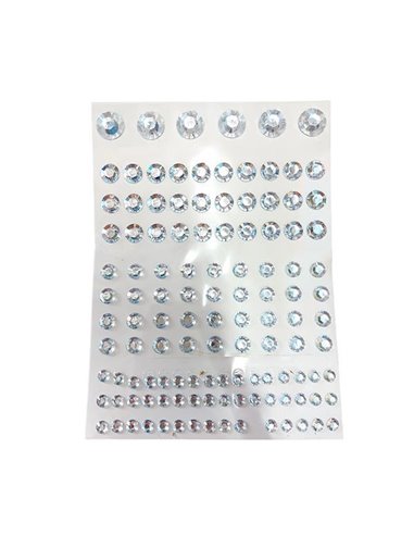 Στράς αυτοκόλλητα ασημί 130τεμ σε καρτέλα