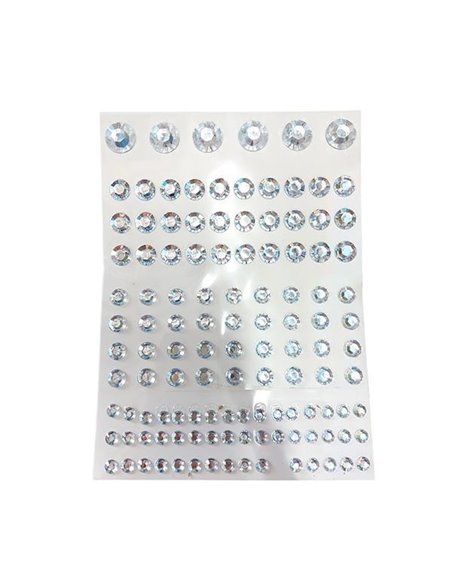 Στράς αυτοκόλλητα ασημί 130τεμ σε καρτέλα