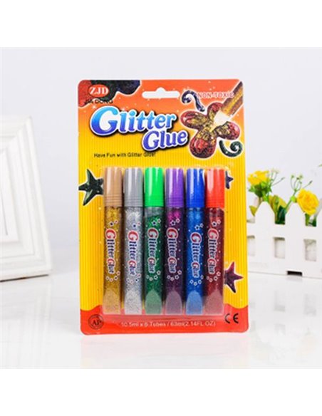 Rainbow χρυσόκολλα glitter σε 6.χρώματα 10ml