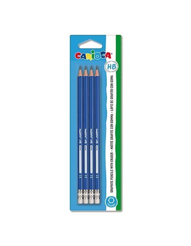 Carioca σετ 4 μολύβια HB με σβήστρα σε blister