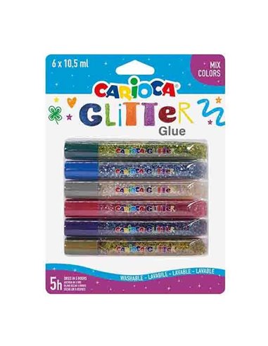 Carioca glitter glue mix 6x10,5ml