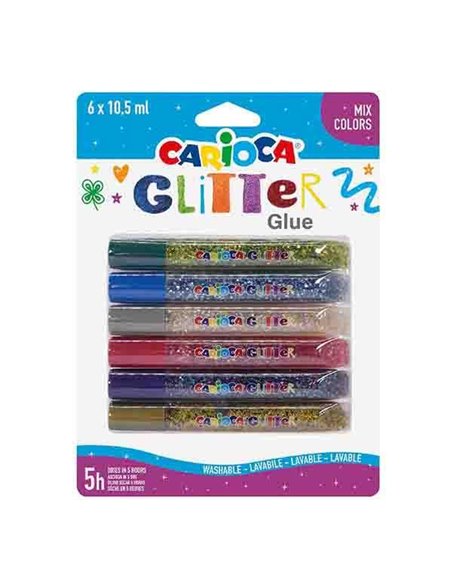 Carioca glitter glue mix 6x10,5ml