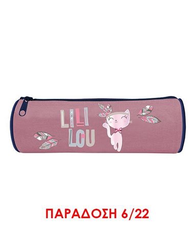 Bagtrotter κασετίνα βαρελάκι Lililou ροζ 22x7x7εκ.