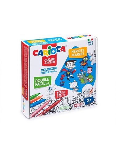 Carioca Puzzle 2σε1 χρωματίζω "Heros - Market" 35 τεμ. 70x35εκ.
