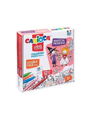 Carioca Puzzle 2σε1 χρωματίζω "Magical Princess" 35 τεμ. 70x35εκ.