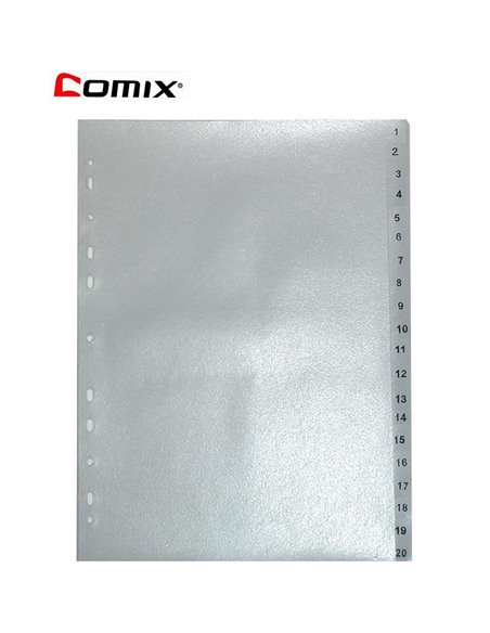 Διαχωριστικά πλαστικά ντοσιέ 1-20 θέματα Α4