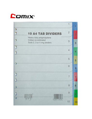 Διαχωριστικά πλαστικά ντοσιέ 1-10 θέματα Α4