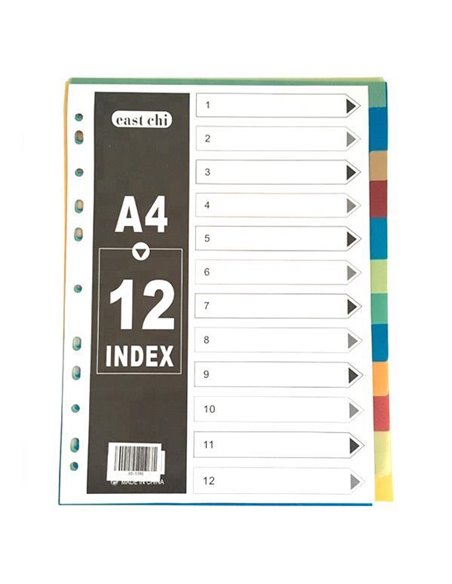 Διαχωριστικά πλαστικά ντοσιέ 1-12 θέματα Α4