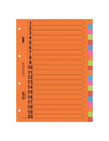 Next διαχωριστικά χάρτινα ντοσιέ 1-20 Α4