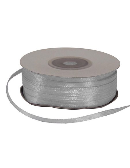 Κορδέλα σατέν διπλής όψης με ούγια γκρι 3χιλ.x100μ.