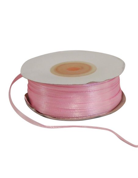 Κορδέλα σατέν διπλής όψης με ούγια ροζ 3χιλ.x100μ.