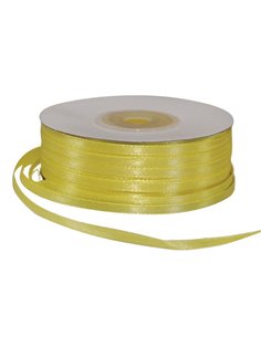 Κορδέλα σατέν διπλής όψης με ούγια κίτρινη 3χιλ.x100μ.
