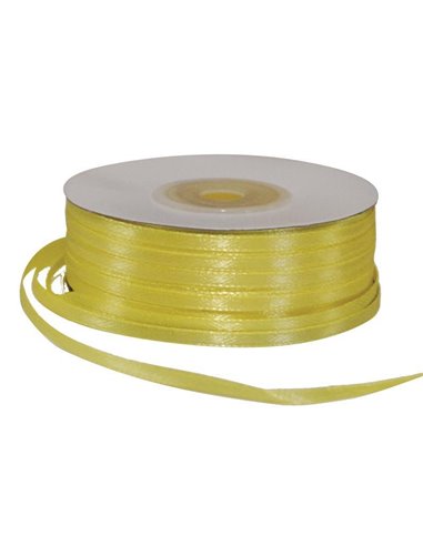 Κορδέλα σατέν διπλής όψης με ούγια κίτρινη 3χιλ.x100μ.