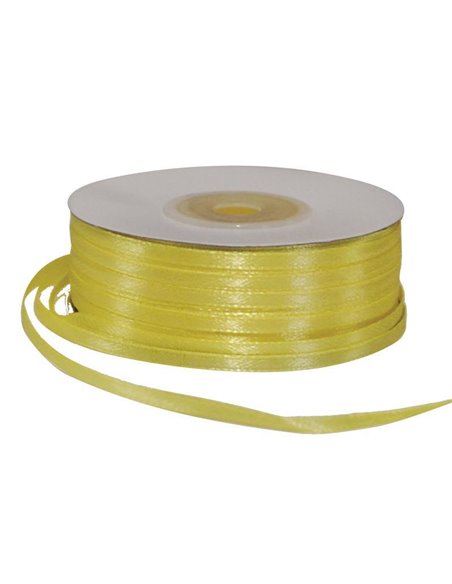 Κορδέλα σατέν διπλής όψης με ούγια κίτρινη 3χιλ.x100μ.