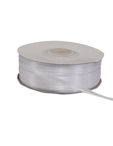 Κορδέλα σατέν διπλής όψης με ούγια λευκή 3χιλ.x100μ.