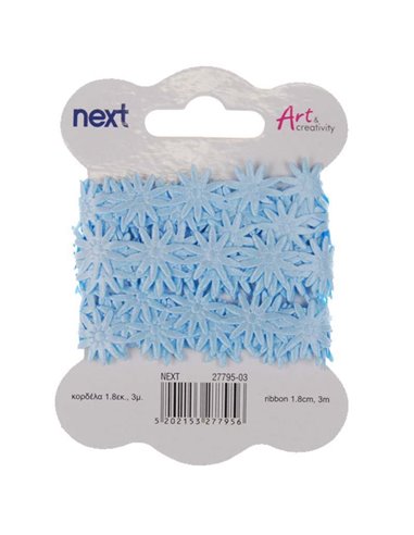 Κορδέλα γαλάζιες μαργαρίτες 1,8 εκ x 3 μέτρα