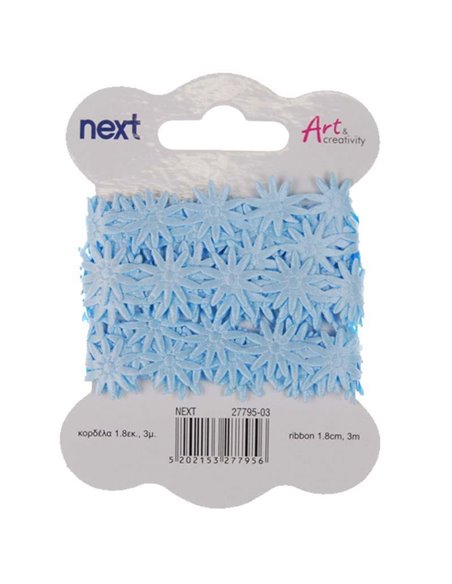 Κορδέλα γαλάζιες μαργαρίτες 1,8 εκ x 3 μέτρα