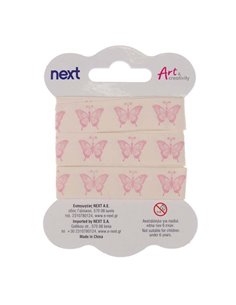 Κορδέλα πεταλούδες ροζ  βαμβακερή 1.5εκ. x 2 μέτρα