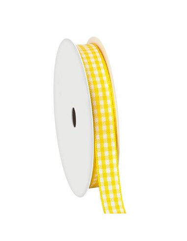 Κορδέλα καρώ με ούγια κίτρινη 6mm ρολό 45μ.