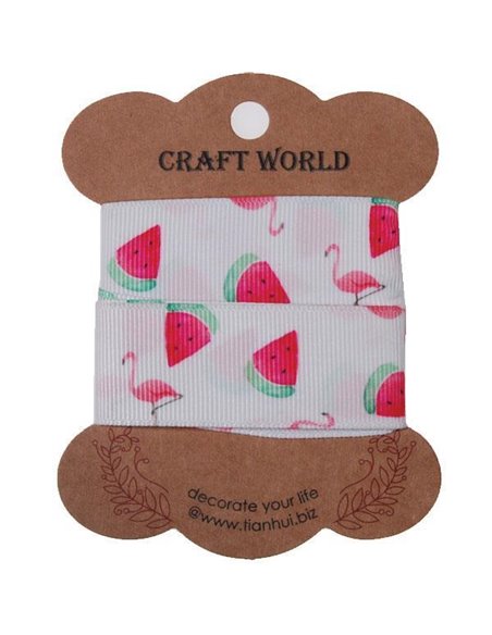 Κορδέλα φλαμίνγκο-καρπούζι  2,5εκ. x 2 μέτρα