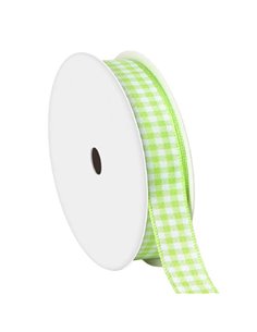 Κορδέλα καρώ με ούγια λαχανί 15mm ρολό 45μ.