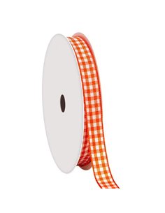 Κορδέλα καρώ με ούγια πορτοκαλί 6mm ρολό 45μ.