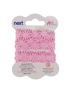 Κορδέλα ροζ μαργαρίτες 1,8 εκ x 3 μέτρα