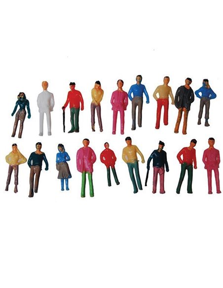 Ανθρώπινες χρωματιστές φιγούρες μακέτας πλαστικές 1:75, ύψος 2,5εκ. (20τεμ.)