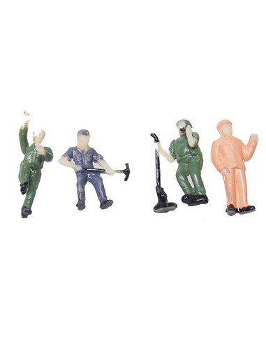 Ανθρώπινες χρωματιστές φιγούρες εργασίας για μακέτα πλαστικές 1:87, ύψος 2.4εκ. (4τεμ.)