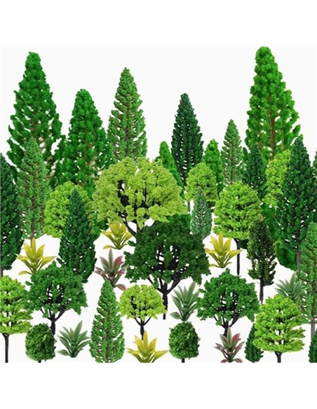 Δεντράκια μακέτας πλαστικά πράσινα σετ 60τμχ.